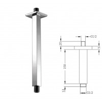 Orabella 15134 Βραχίονας Κεφαλής Ντουζ Inox Οροφής