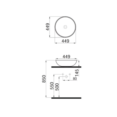 Idevit Alpha Επικαθήμενος Νιπτήρας Πορσελάνης 45x45cm Μαύρος  254901