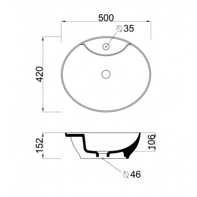 Orabella Olympia Επικαθήμενος Νιπτήρας 50x42x15.2cm Trend Oval 01 White Glossy