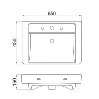 Orabella Egevitrifiye Νιπτήρας Κρεμαστός Μπάνιου 65x45x16 Vanity 65