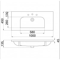 Orabella Tecla Νιπτήρας Κρεμαστός Μπάνιου 100x45x13.5 Amabile 100