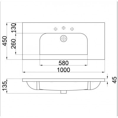 Orabella Tecla Νιπτήρας Κρεμαστός Μπάνιου 100x45x13.5 Amabile 100