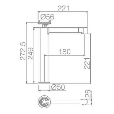 Imex Olimpo Αναμεικτική Μπαταρία Νιπτήρα Ψηλή Negro Mat BDC033-3NG