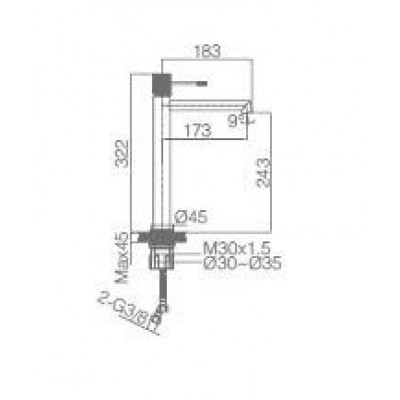 Imex Line Αναμεικτική Μπαταρία Νιπτήρα Ψηλή Black Gun Metal PVD BDD038-3BGM