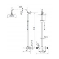 Imex Line Ρυθμιζόμενη Στήλη Ντουζ με Μπαταρία 95-132cm Gold BDD038/OC