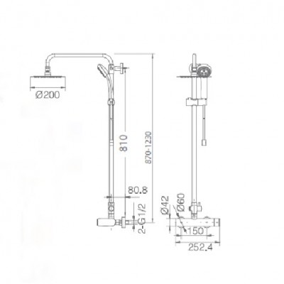 Imex Nassau Ρυθμιζόμενη Στήλη Ντουζ με Μπαταρία 87-123cm BDU014