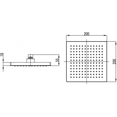 Karag Τετράγωνη Κεφαλή Ντουζ 20x20cm CFT205B