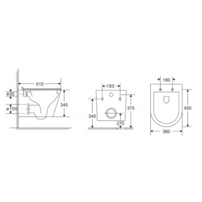 Karag Zina Λεκάνη Κρεμαστή Rimless με Slim Κάλυμμα Λευκή 51.5CM  LT 053E-R