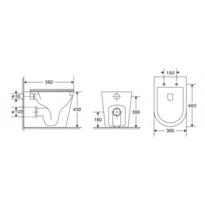 Karag  Zina Λεκάνη Δαπέδου Tornado με Slim Κάλυμμα Λευκή 58CM  LT 1003D-UQ