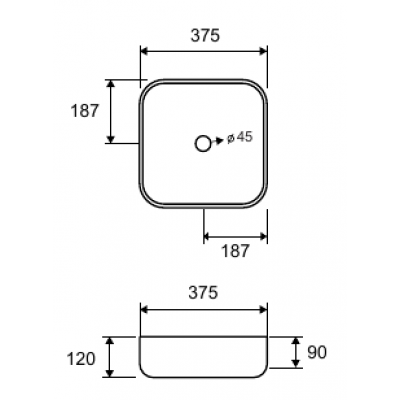 Karag LT2184 Επικαθήμενος Νιπτήρας Πορσελάνης 37.5x37.5cm Λευκός