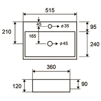 Karag LT2082 Επικαθήμενος Νιπτήρας Πορσελάνης 51.5x36cm Λευκός  51X36