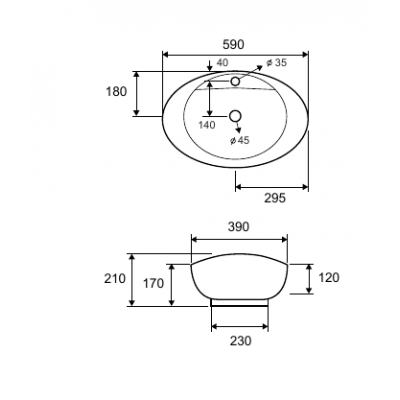 Karag LT3073 Επικαθήμενος Νιπτήρας Πορσελάνης 59x39cm Λευκός