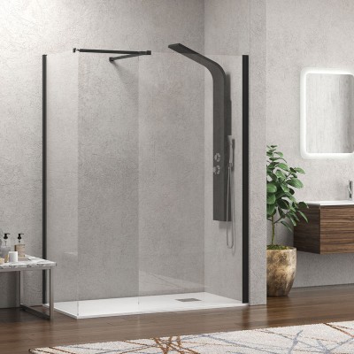 Karag Walkin 2 Διαχωριστικό Ντουζιέρας 70x70x200cm Clear Glass Nero