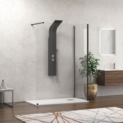 Karag Walkin 4 Διαχωριστικό Ντουζιέρας 120x90x200cm Clear Glass Nero